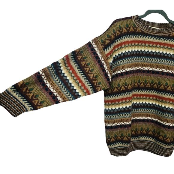 Top Knit Hand Knitted 100% Alpaca Made in Peru Size L Abstract Geometric Print - Picture 8 of 12